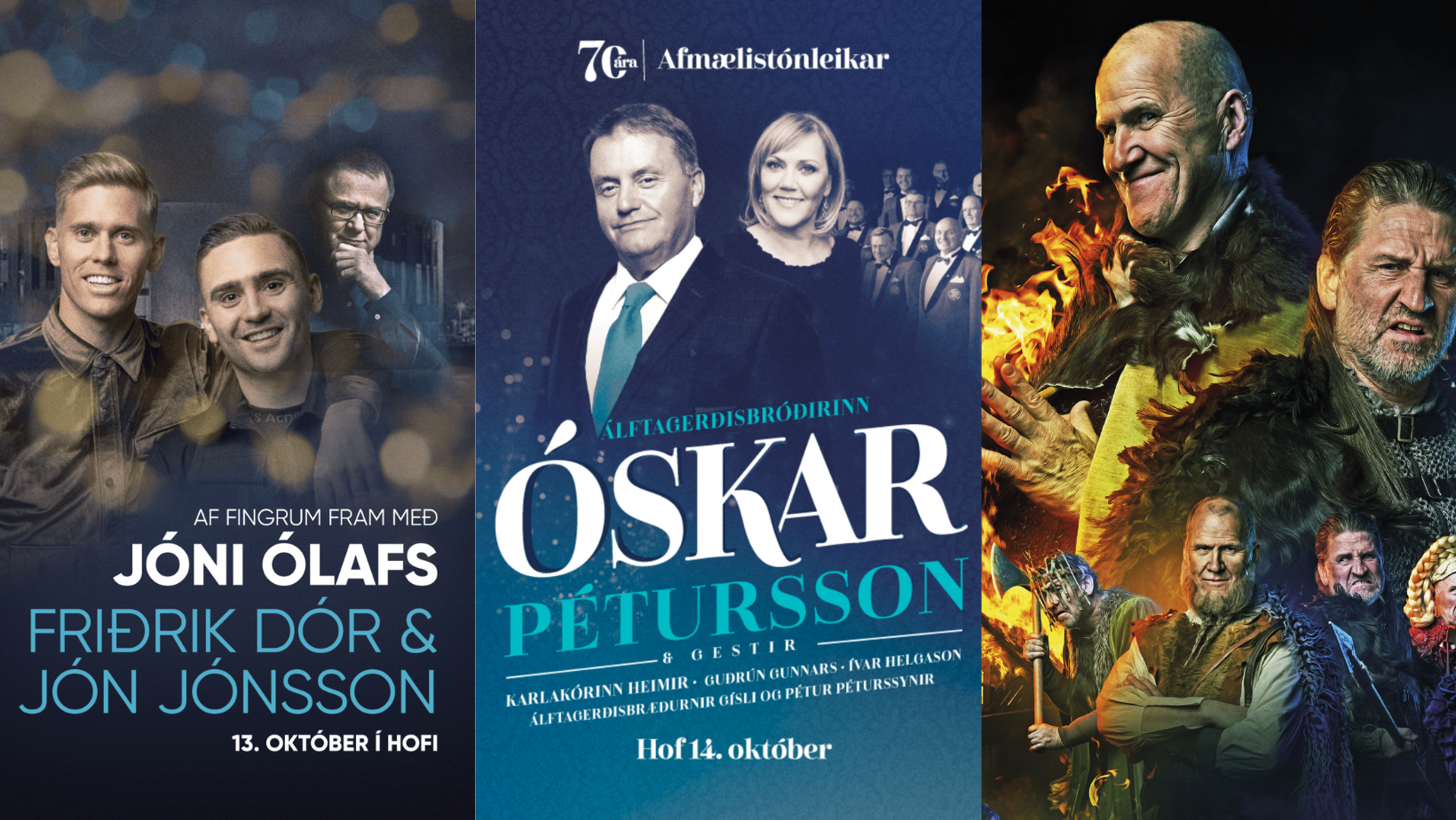 Friðrik Dór, Jón Jónsson, Óskar Pétursson og Njála á hundavaði