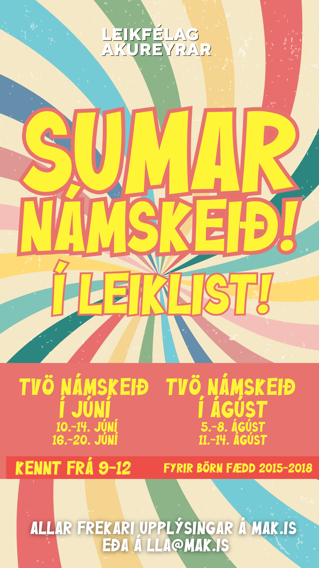 Sumarnámskeið í leiklist fyrir börn!